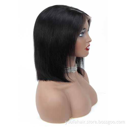 Brazilian Virgin Raw Hair Short Bob Transparent Lace Wig Natural Color Human Hair Wig Silky Straight 13x4 HD Lace Front Wigs
